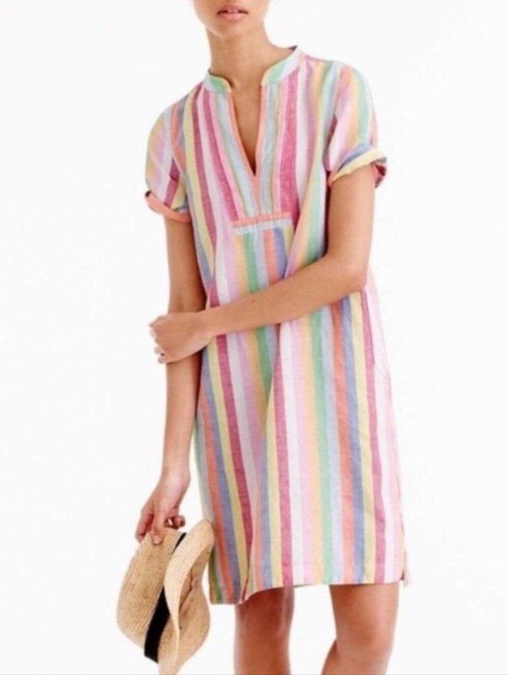 JCrew Candy Stripe Cotton Linen Dress XXS